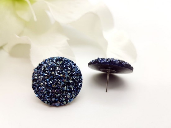 grosse azurblau Glitzer Ohrstecker